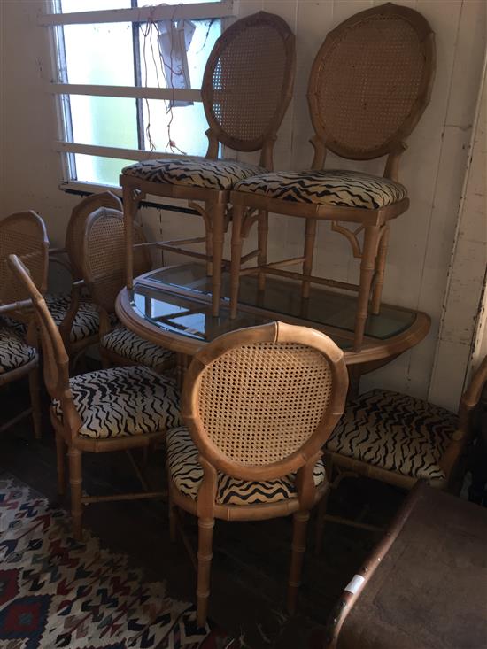 Faux bamboo dining table & 8 chairs